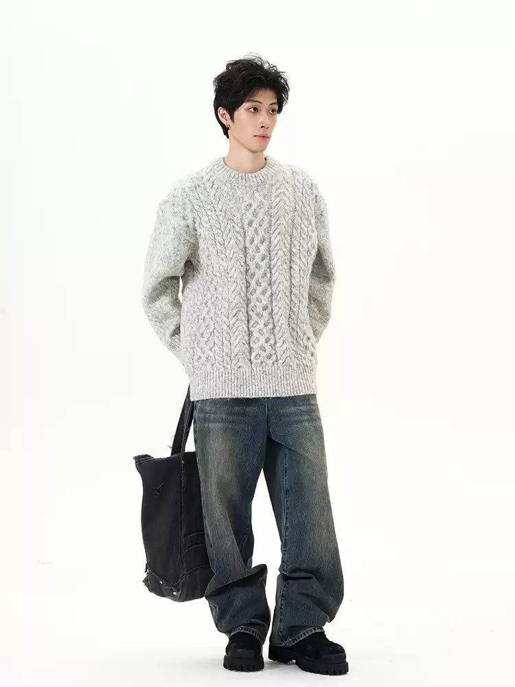 Twisted Relaxed Fit Sweater Korean Street Fashion Sweater By 77Flight Shop Online at OH Vault