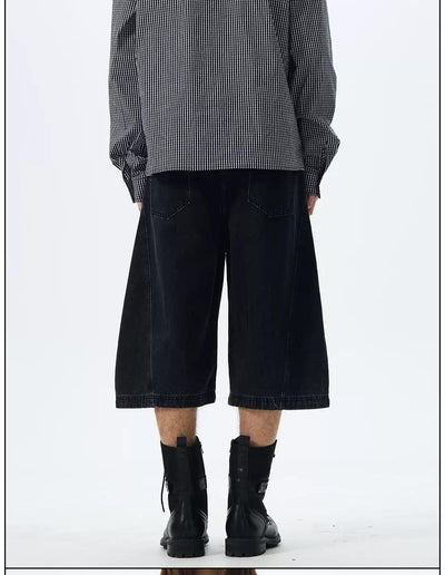 Basic Plain & Washed Wide Denim Shorts Korean Street Fashion Shorts By 77Flight Shop Online at OH Vault