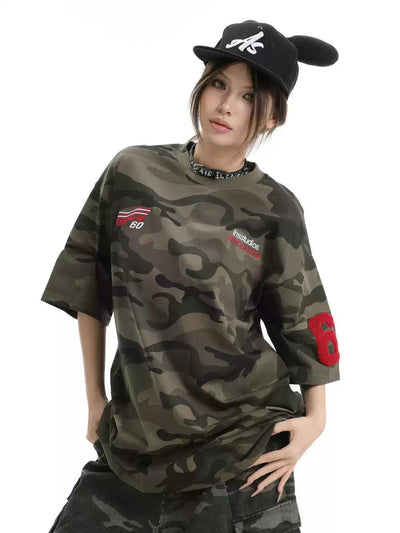 Racing Style Embroidered T-Shirt Korean Street Fashion T-Shirt By INS Korea Shop Online at OH Vault