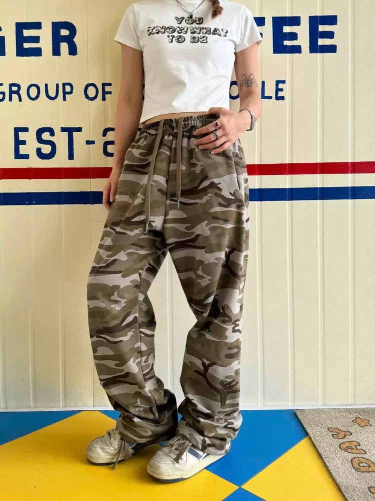 Drawstring Camouflage Sweatpants Korean Street Fashion Pants By Made Extreme Shop Online at OH Vault