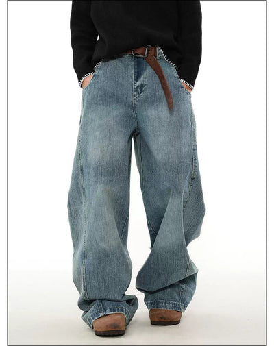 Structured Faded Wide Leg Jeans Korean Street Fashion Jeans By Mr Nearly Shop Online at OH Vault