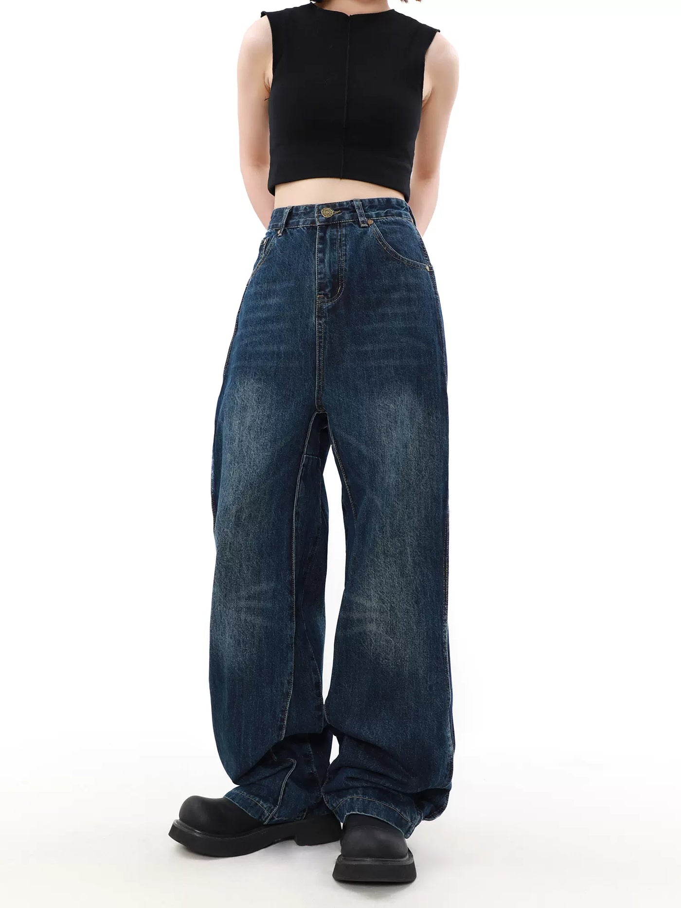 Subtle Fade Versatile Jeans Korean Street Fashion Jeans By Mr Nearly Shop Online at OH Vault