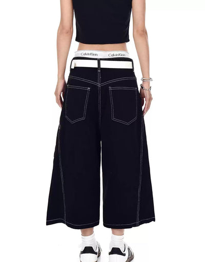 Outline Stitch Cargo Denim Shorts Korean Street Fashion Shorts By Blacklists Shop Online at OH Vault