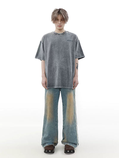 Washed Regular Cut T-Shirt Korean Street Fashion T-Shirt By Mr Nearly Shop Online at OH Vault
