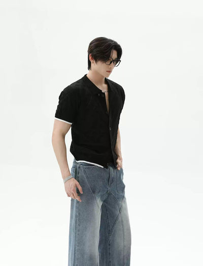 Diamond Pattern Knit Short Sleeve Shirt Korean Street Fashion Shirt By Turn Tide Shop Online at OH Vault