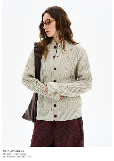 Textured Ribbed Knit Cardigan Korean Street Fashion Cardigan By MaxDstr Shop Online at OH Vault