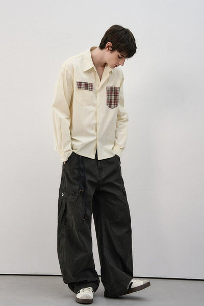 Plaid Spliced Buttoned Shirt Korean Street Fashion Shirt By MaxDstr Shop Online at OH Vault