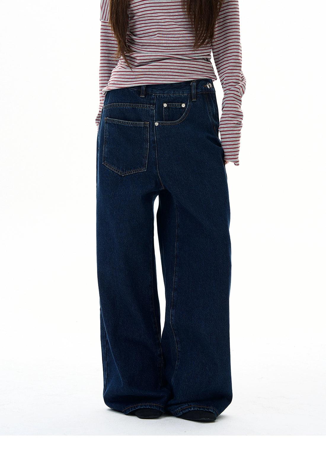 Irregular Pocket Loose Fit Jeans Korean Street Fashion Jeans By 77Flight Shop Online at OH Vault