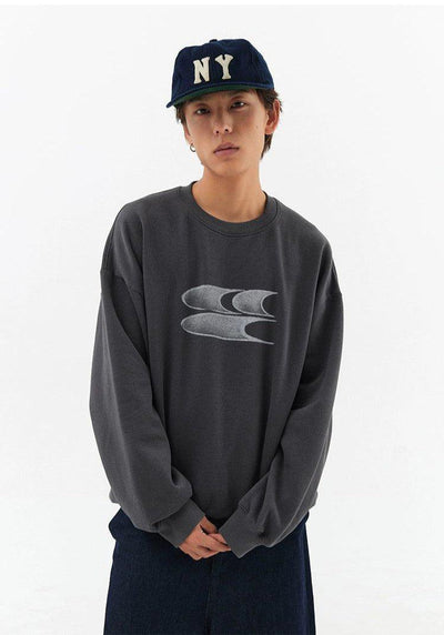 Gradient Logo Print Crewneck Korean Street Fashion Crewneck By Crying Center Shop Online at OH Vault