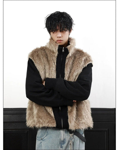 Reversible Fur Lined Knit Jacket Korean Street Fashion Jacket By Mr Nearly Shop Online at OH Vault