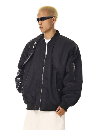 Asymmetric Structured Bomber Jacket Korean Street Fashion Jacket By MEBXX Shop Online at OH Vault