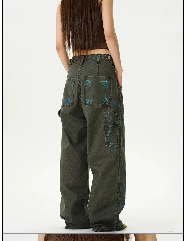 Ink Splash Workwear Pants Korean Street Fashion Pants By 77Flight Shop Online at OH Vault