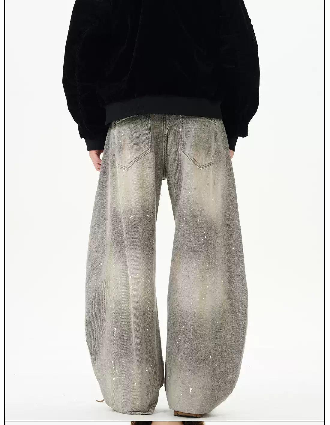 Ink-Splashed Wide Cut Jeans Korean Street Fashion Jeans By 77Flight Shop Online at OH Vault