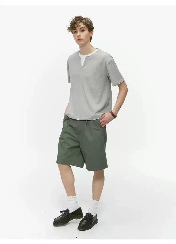 Layered Solid Neat T-Shirt Korean Street Fashion T-Shirt By Country Moment Shop Online at OH Vault