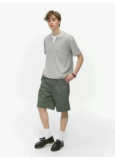 Layered Solid Neat T-Shirt Korean Street Fashion T-Shirt By Country Moment Shop Online at OH Vault