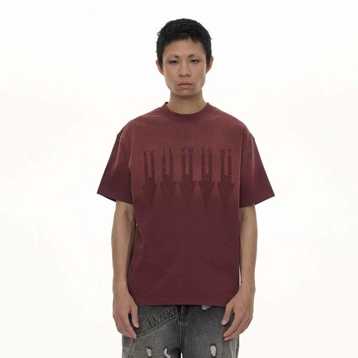 Washed Logo Graphic T-Shirt Korean Street Fashion T-Shirt By Evil Knight Shop Online at OH Vault