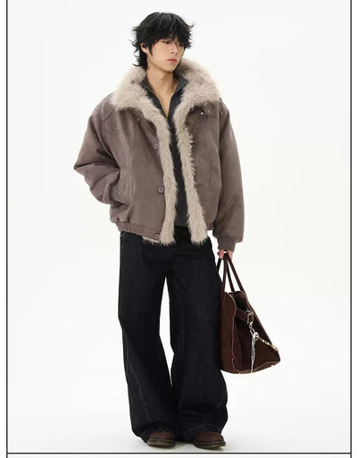 Fur Trimmed Micro Suede Jacket Korean Street Fashion Jacket By 77Flight Shop Online at OH Vault