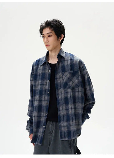 Checked Front Pocket Shirt Korean Street Fashion Shirt By 77Flight Shop Online at OH Vault