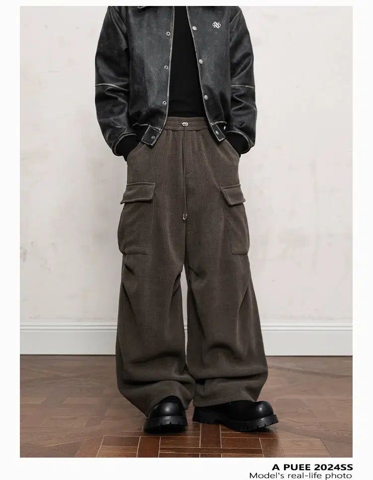 Drawstring Flap Pocket Cargo Pants Korean Street Fashion Pants By A PUEE Shop Online at OH Vault