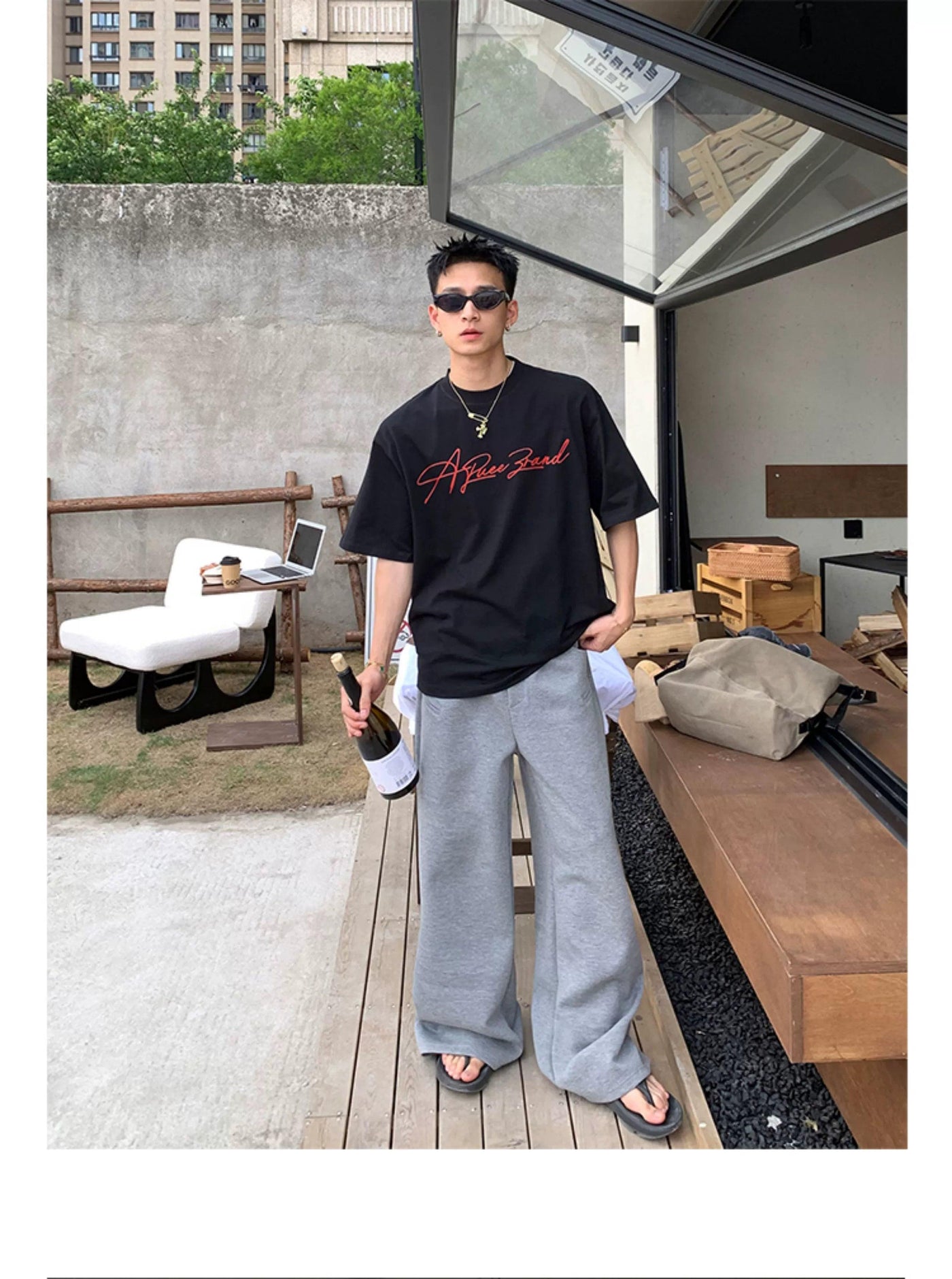 Contrast Cursive Logo T-Shirt Korean Street Fashion T-Shirt By Poikilotherm Shop Online at OH Vault