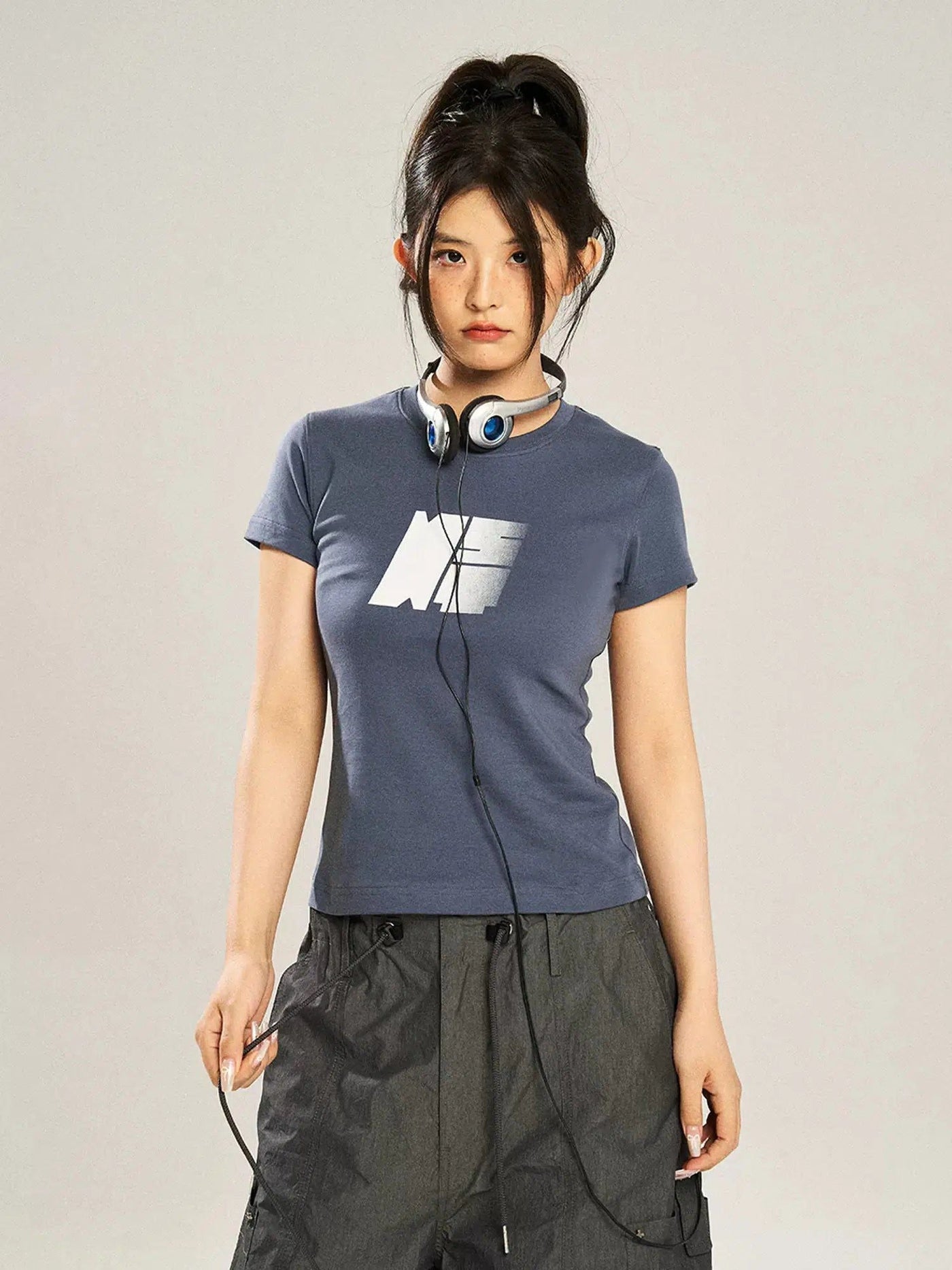 Grainy Fade Logo T-Shirt Korean Street Fashion T-Shirt By New Start Shop Online at OH Vault