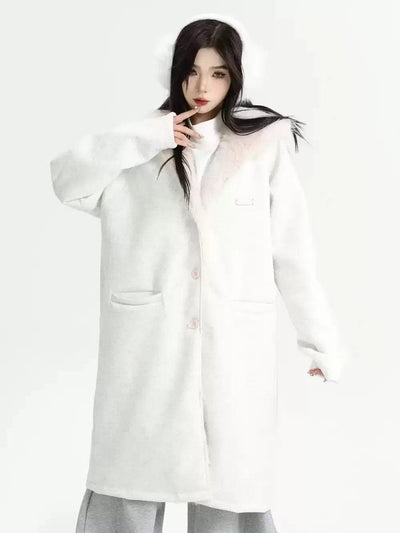 Faux Fur Trimmed Long Coat Korean Street Fashion Long Coat By INS Korea Shop Online at OH Vault