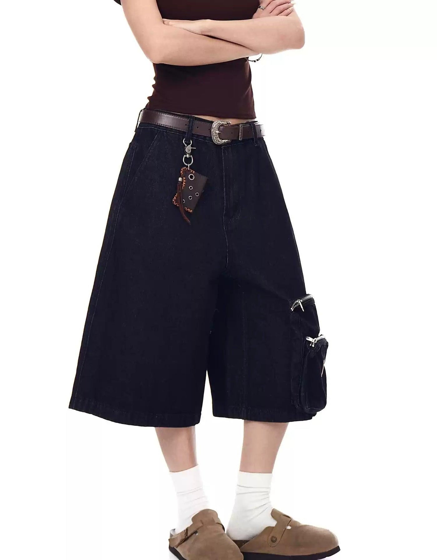 Double Zip Pockets Denim Shorts Korean Street Fashion Shorts By Blacklists Shop Online at OH Vault
