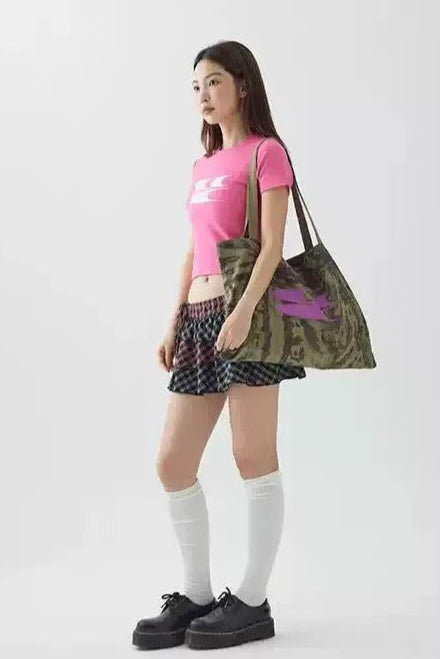 Contrast Logo Patterned Bag Korean Street Fashion Bag By Crying Center Shop Online at OH Vault