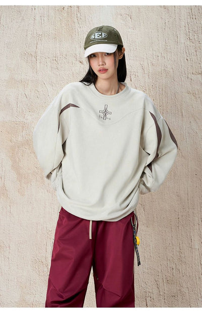 Loose Arms Oversized Crewneck Korean Street Fashion Crewneck By BE Just Hug Shop Online at OH Vault