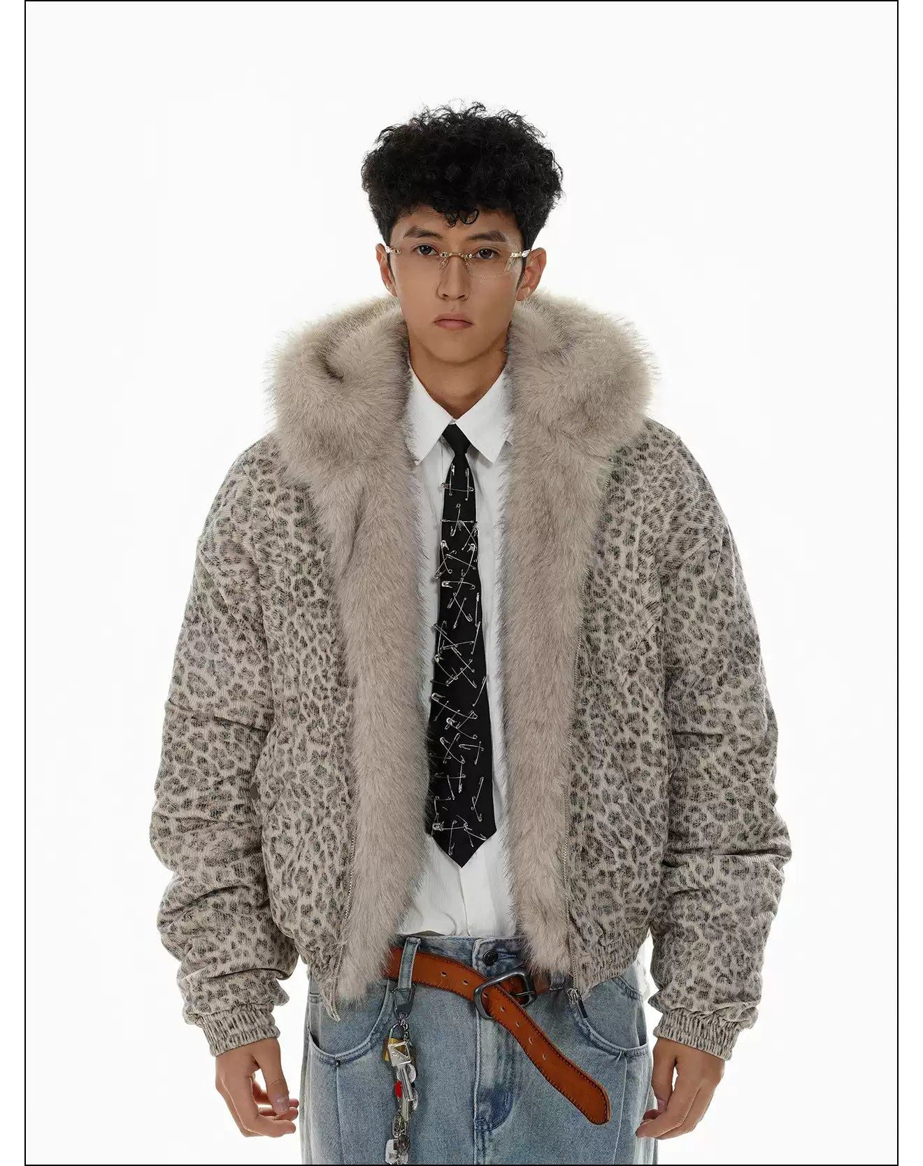 Fur Trimmed Leopard Print Jacket Korean Street Fashion Jacket By Mr Nearly Shop Online at OH Vault