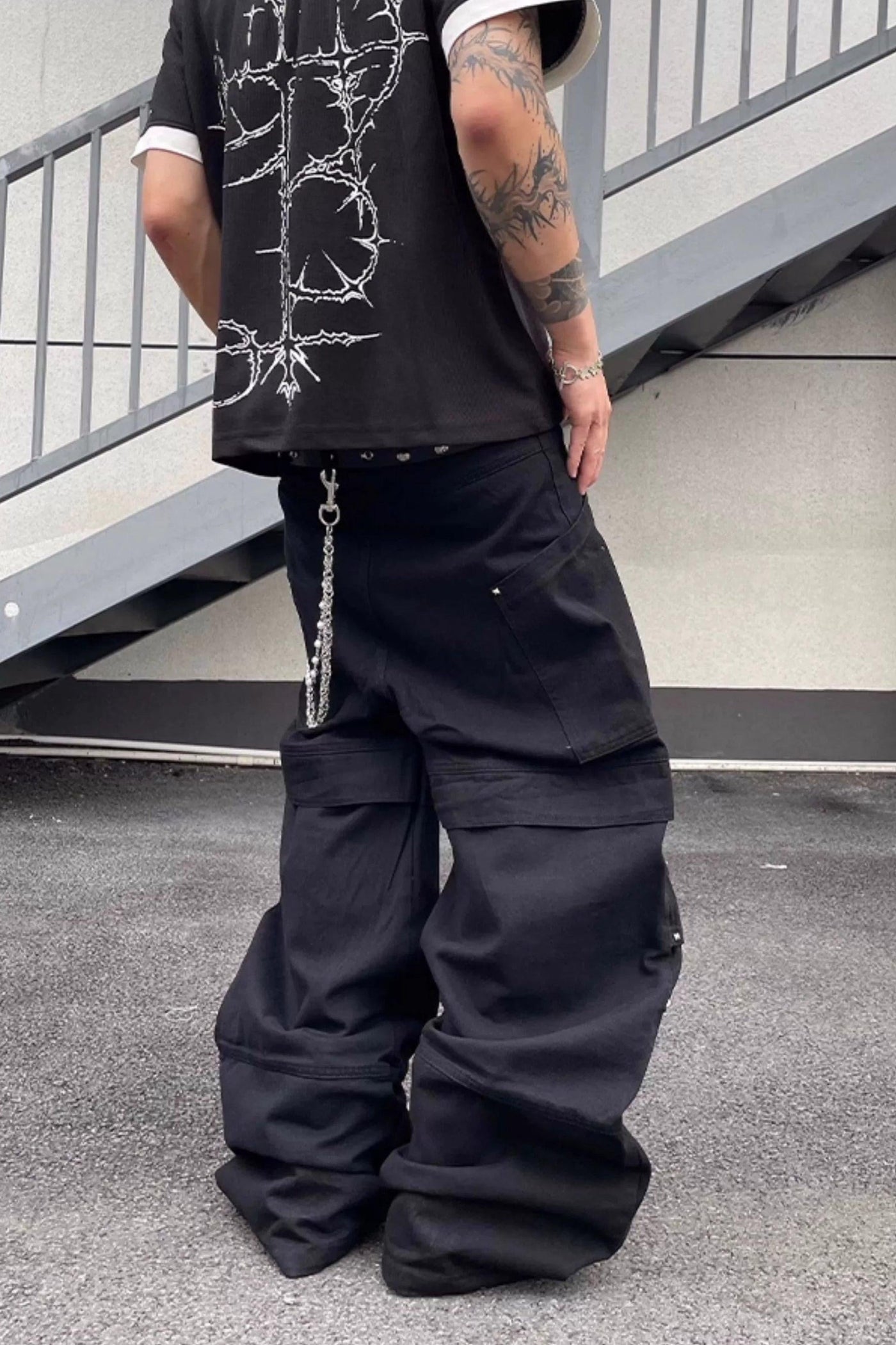 Multi-Detail Versatile Cargo Jeans Korean Street Fashion Jeans By Dark Fog Shop Online at OH Vault