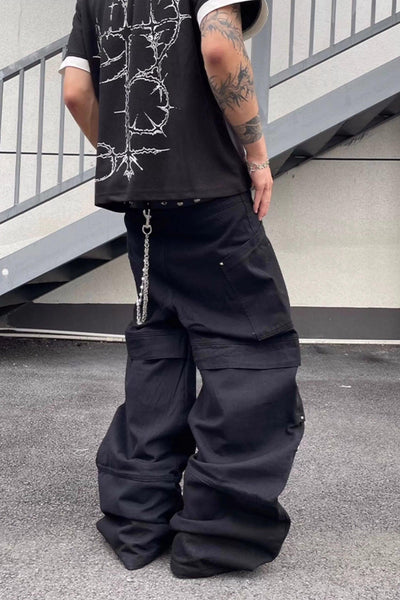 Multi-Detail Versatile Cargo Jeans Korean Street Fashion Jeans By Dark Fog Shop Online at OH Vault