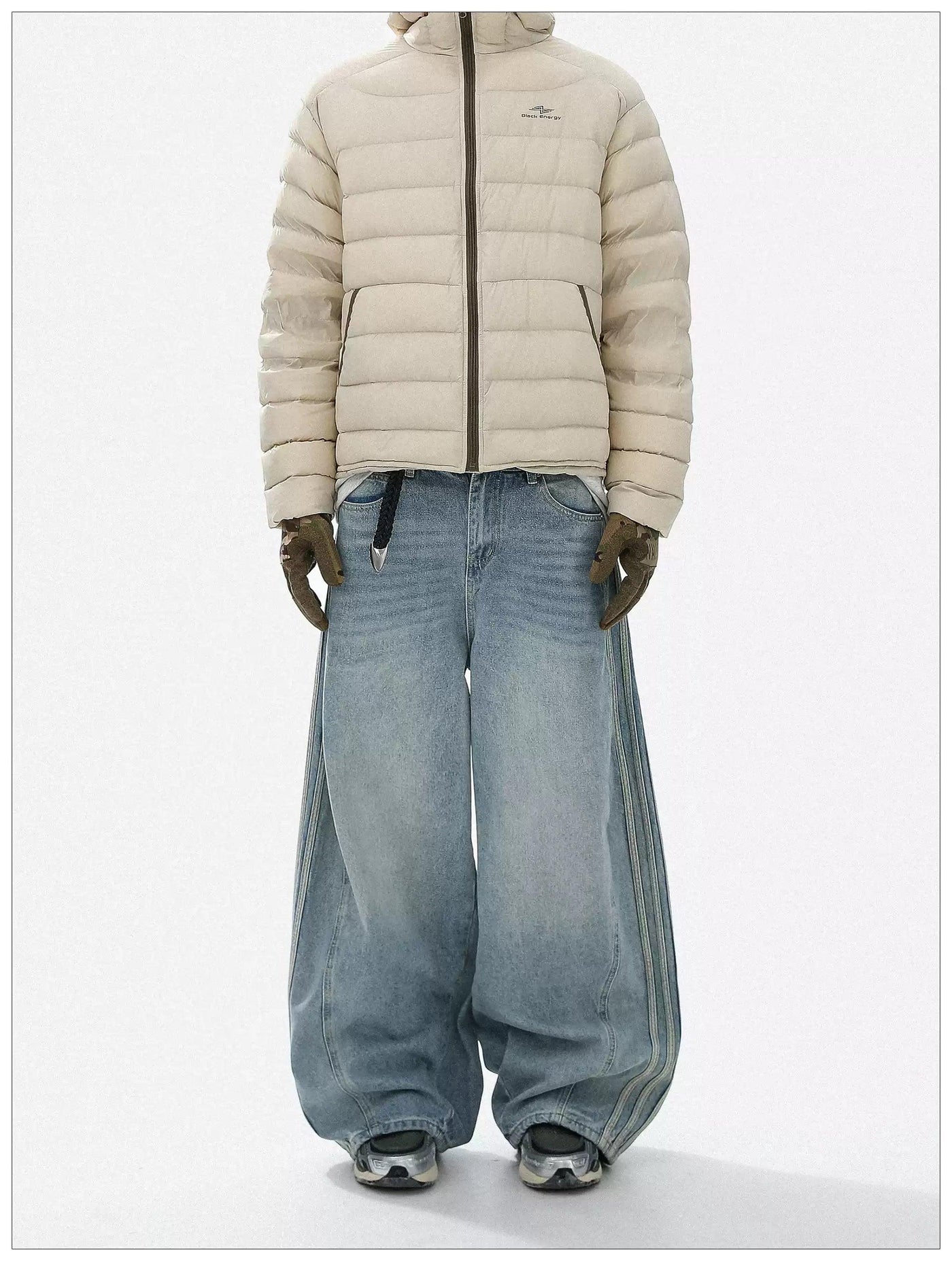 Washed Bar Stripes Jeans Korean Street Fashion Jeans By Mr Nearly Shop Online at OH Vault