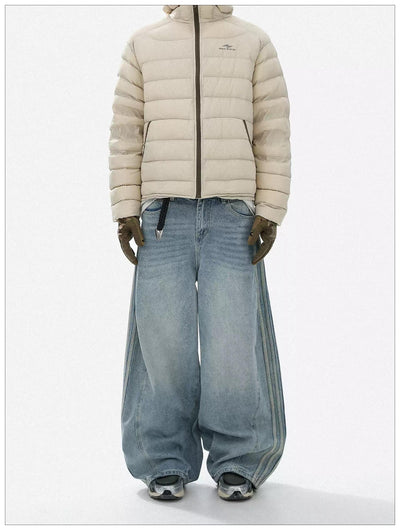 Washed Bar Stripes Jeans Korean Street Fashion Jeans By Mr Nearly Shop Online at OH Vault