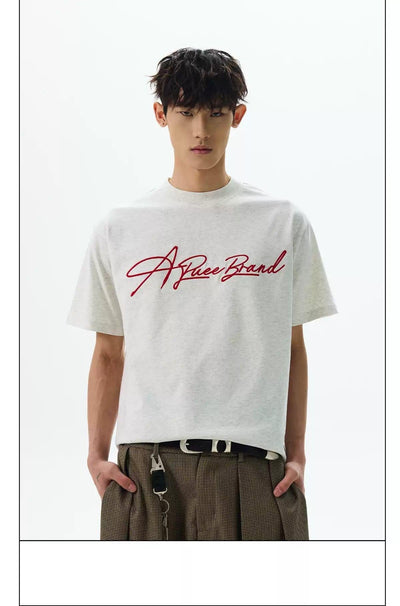 Embroidered Logo T-Shirt Korean Street Fashion T-Shirt By A PUEE Shop Online at OH Vault