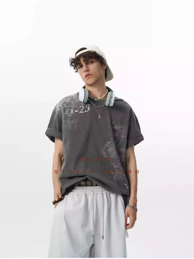 Ink-Splash Raw Edge T-Shirt Korean Street Fashion T-Shirt By JHYQ Shop Online at OH Vault