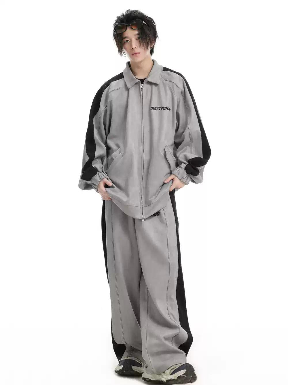 Flap Pockets Athleisure Jacket & Pants Set Korean Street Fashion Clothing Set By INS Korea Shop Online at OH Vault