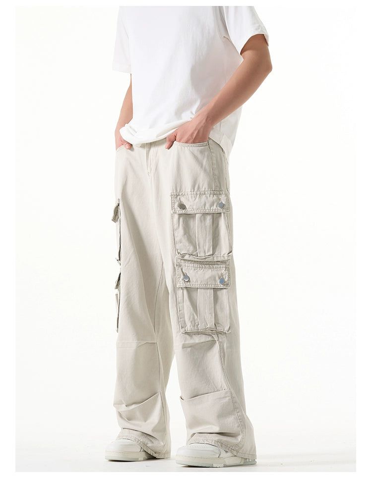 3D Multi-Pocket Pleats Cargo Pants Korean Street Fashion Pants By A PUEE Shop Online at OH Vault
