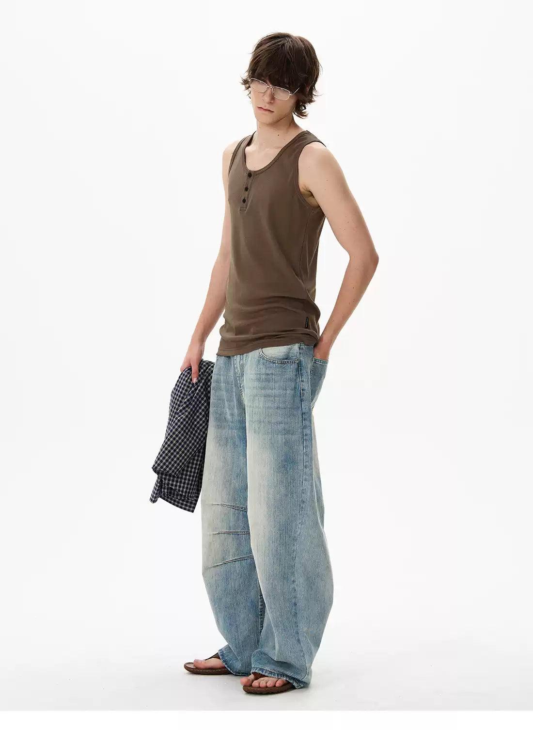 Fade Spots Loose Jeans Korean Street Fashion Jeans By 77Flight Shop Online at OH Vault