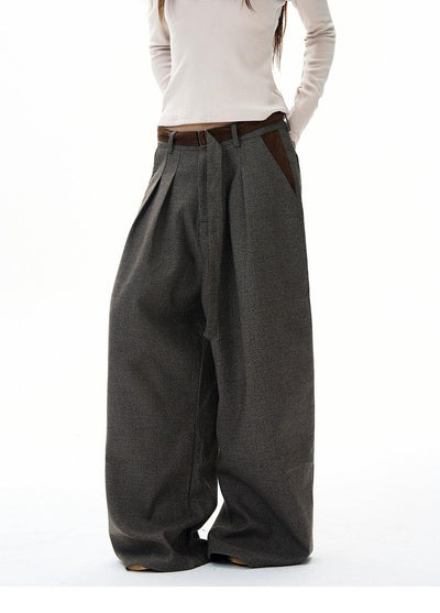 Pleated Belt Strap Plaid Trousers Korean Street Fashion Trousers By 77Flight Shop Online at OH Vault