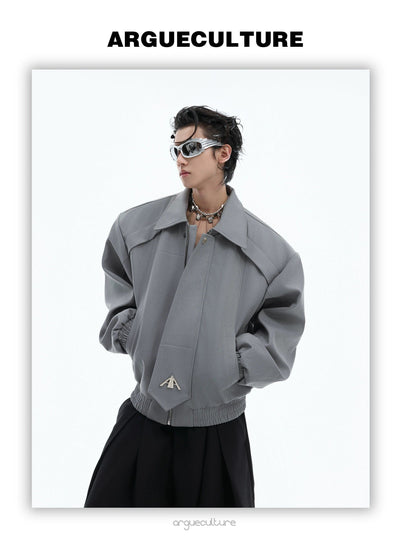 Mid Tie Style Zipped Jacket Korean Street Fashion Jacket By Argue Culture Shop Online at OH Vault