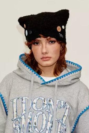 Assorted Buttons Kitty Knit Hat Korean Street Fashion Hat By Donsmoke Shop Online at OH Vault