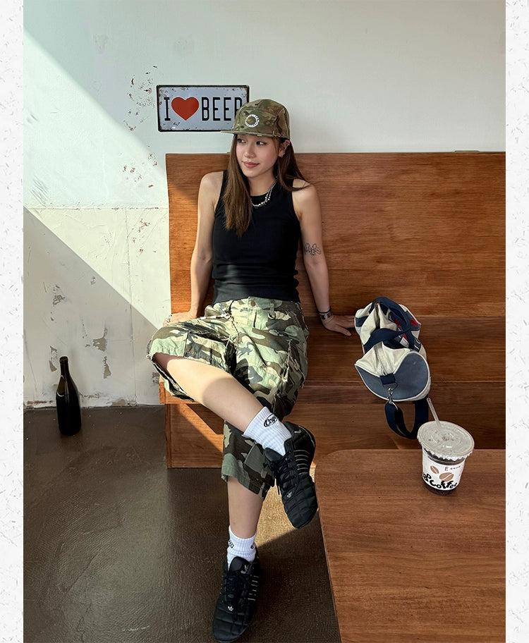 Camouflage Pattern Cargo Shorts Korean Street Fashion Shorts By Made Extreme Shop Online at OH Vault