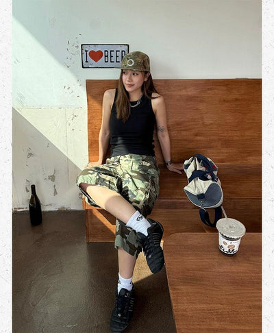 Camouflage Pattern Cargo Shorts Korean Street Fashion Shorts By Made Extreme Shop Online at OH Vault