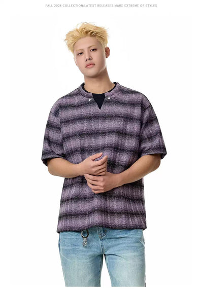 Double Neckline Stripes T-Shirt Korean Street Fashion T-Shirt By Made Extreme Shop Online at OH Vault