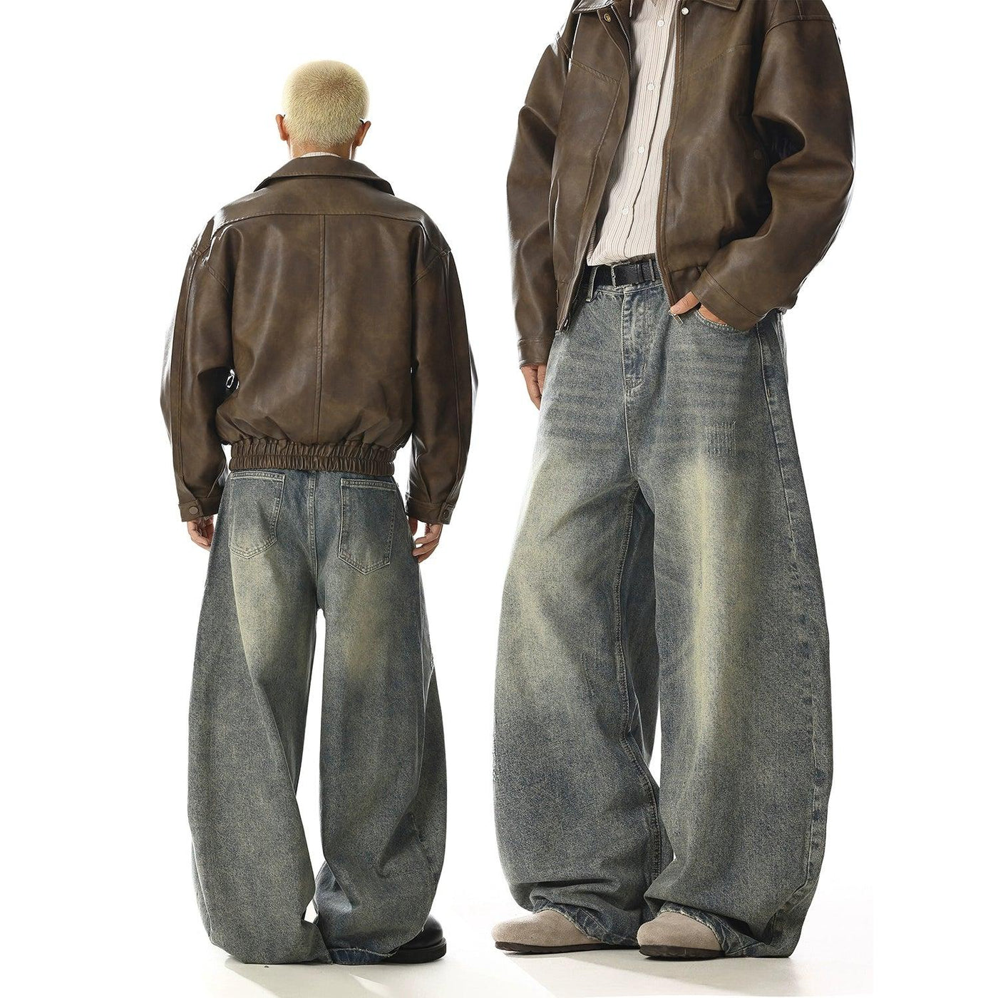 Faded Scratched Baggy Fit Jeans Korean Street Fashion Jeans By MEBXX Shop Online at OH Vault