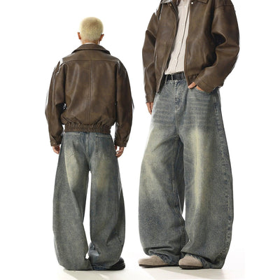 Faded Scratched Baggy Fit Jeans Korean Street Fashion Jeans By MEBXX Shop Online at OH Vault