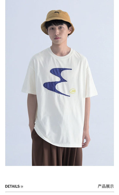 Contrast Logo Patch T-Shirt Korean Street Fashion T-Shirt By Mentmate Shop Online at OH Vault