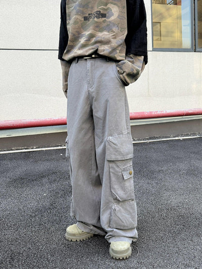 Wide Pockets Cargo Jeans Korean Street Fashion Jeans By Ash Dark Shop Online at OH Vault