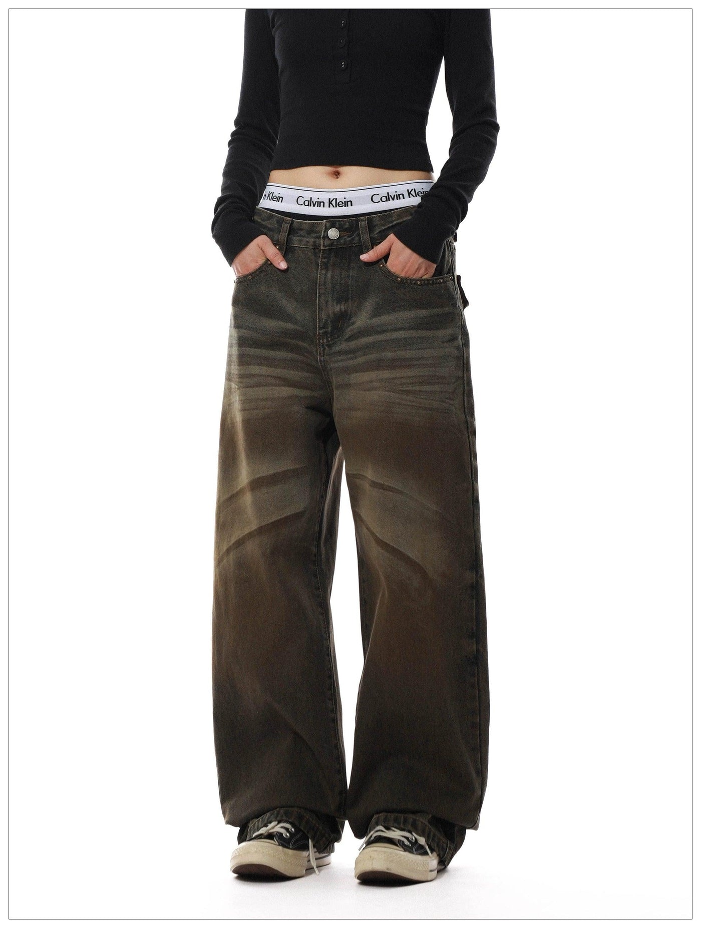 Gradient Washed Whisker Faded Jeans Korean Street Fashion Jeans By Mr Nearly Shop Online at OH Vault